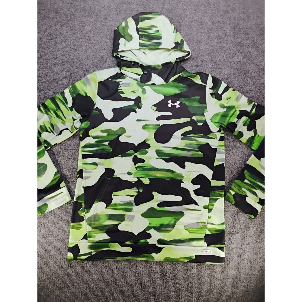 Under Armour Mens XXL Green Camo Hoodie Loose Fit Pullover Kangaroo Pocket
